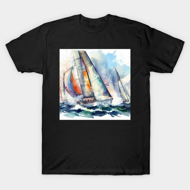 Abstract looking illustration of a sailboat race T-Shirt by WelshDesigns